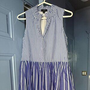 J. Crew Sleeveless Tiered Popover Dress in Mixed Stripe Size XS